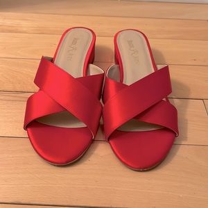 Seaside & Avenue, flat red sandals, Size 39